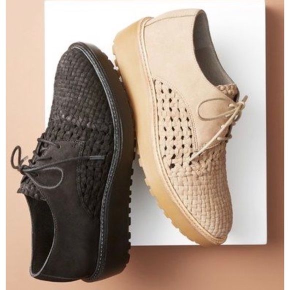 Eileen Fisher Oath woven platform oxford leather